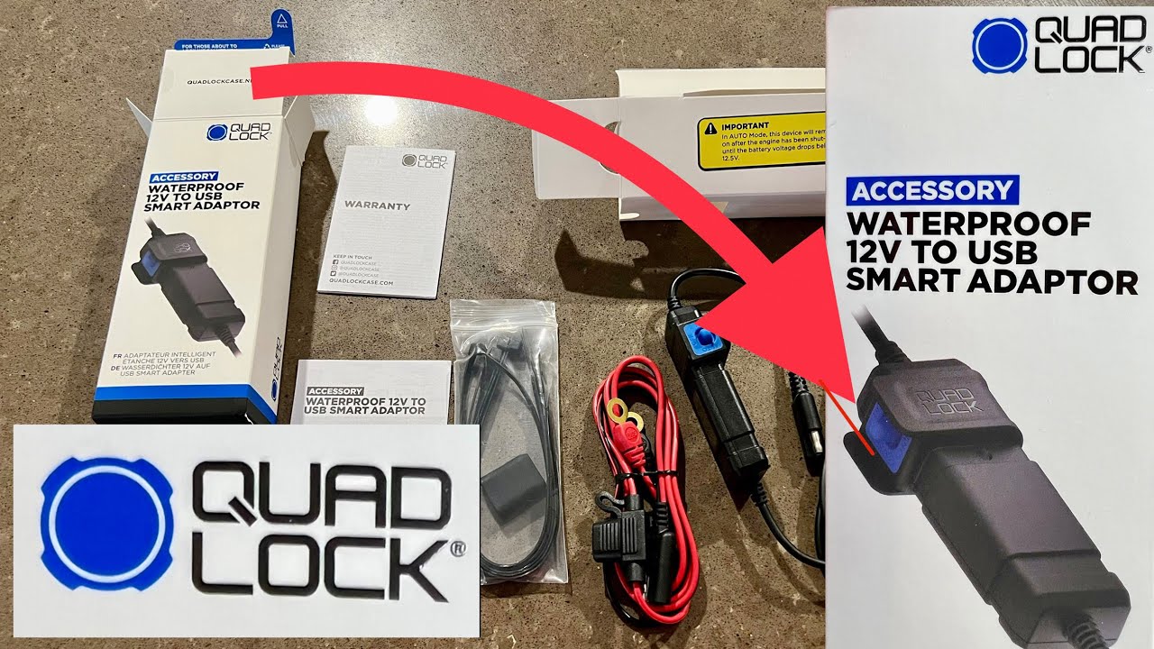 Quadlock Waterproof 12V to USB Smart Adaptor install on a Triumph Street  Triple RS Motorcycle 