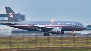 President Onboard Czech Air Force One Airbus A319Cj Landing At Belgrade 4K