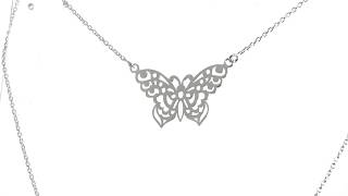 Large Butterfly Necklace Filigree Statement Pendant Sterling Silver