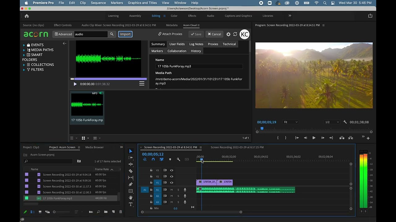 Acorn Cloud Workflow Demo - Ingest, Organize, Edit, Find for Elegant Video Collaboration