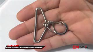 Mosquetão Chaveiro De Níquel Giratório Vazado Base Reta 40Mm