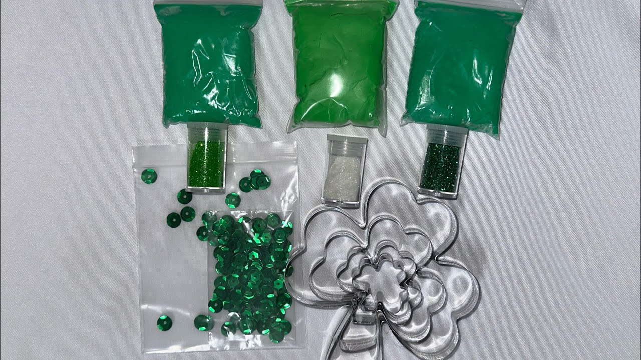 ASMR St. Patrick’s Day Glitter Air Dry Clay 🍀