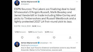 LAKERS ACQUIRE D'ANGELO RUSSELL IN BLOCKBUSTER TRADE - WOJ BOMB