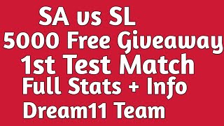 SA VS SL Dream11 | 5000 Free Giveaway | SA vs SL Dream11 Team | SL VS SA Dream11 Prediction