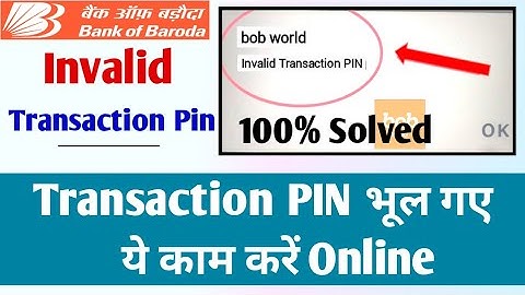 Invalid Transaction PIN | bob world invalid Transaction pin | bob Transaction pin forgot