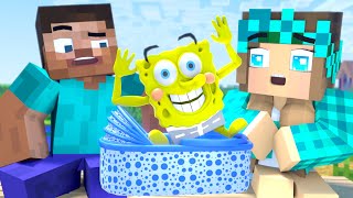 The minecraft life of Steve and Alex | Found a little spongebob | Minecraft animation