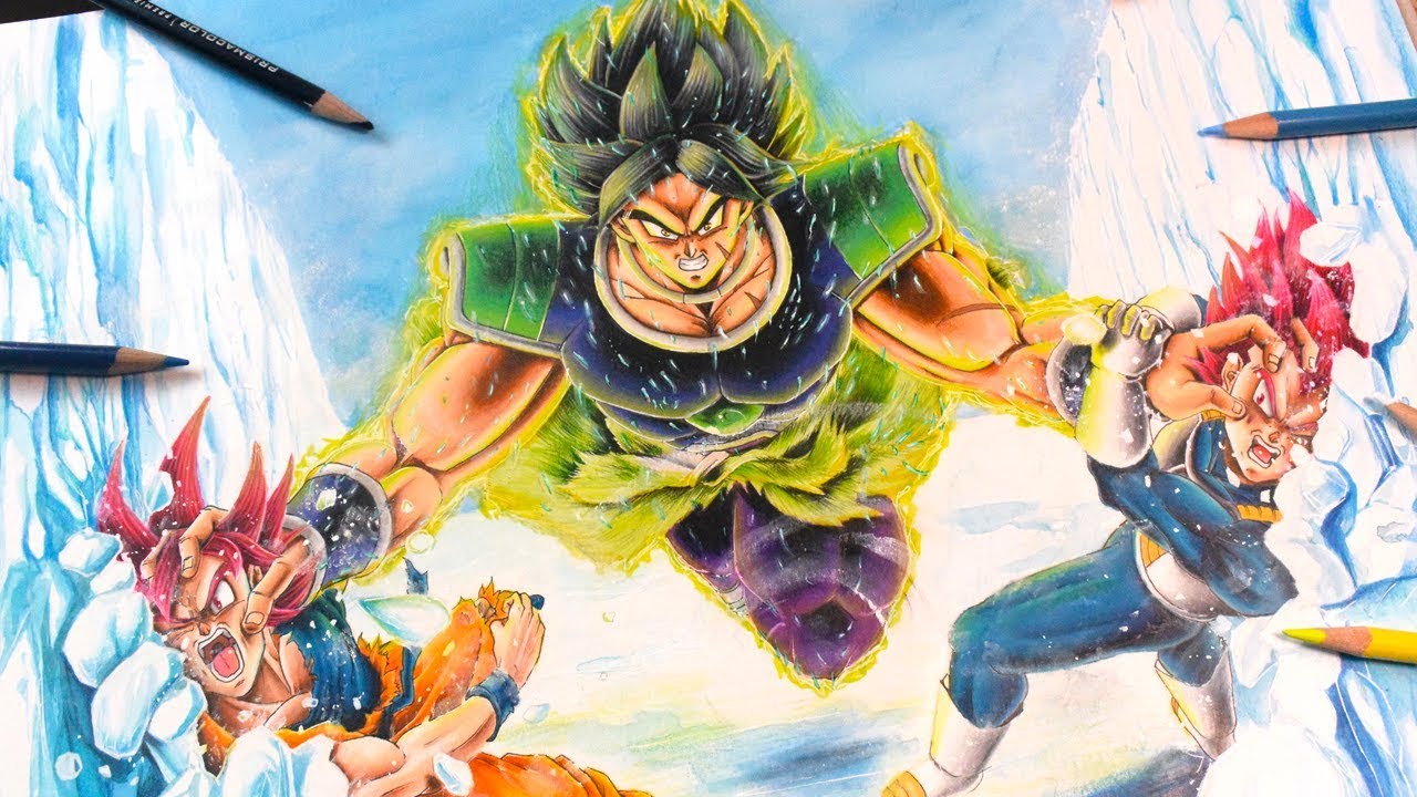 Dibujando a Goku y Vegeta VS Broly speed draw   Dragon Ball Super   ???????? ????