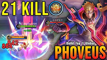 21 Kills!! Matrix Raider Phoveus STARLIGHT Skin!! - Build Top 1 Global Phoveus ~ MLBB