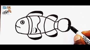 how to draw a CLOWNFISH step by step / easy fish Drawing