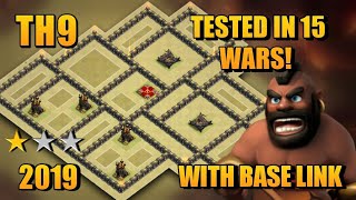 Town Hall 9 Best War Base Layout | TESTED IN 15 WARS | Base Link + Replay Proof
