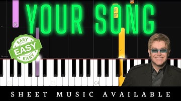 Elton John - Your Song (Easy Piano Tutorial) + Lyrics
