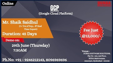 GCP (Google Cloud Platform) Online Training @ DURGASOFT