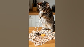 Shocking! 😱😱 The cat sets a trap and waits in silence #shorts #tabbycat #trap