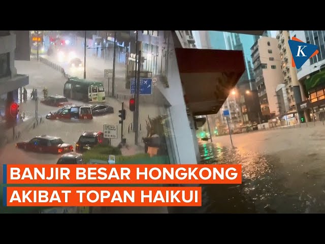 Potret Banjir Besar yang Rendam Hong Kong, Mobil Sampai Kelelep class=