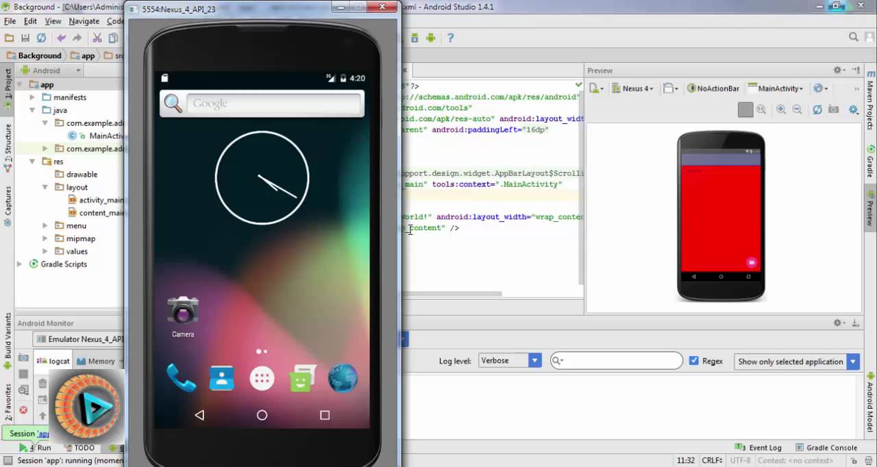 Android Studio background color & image - YouTube