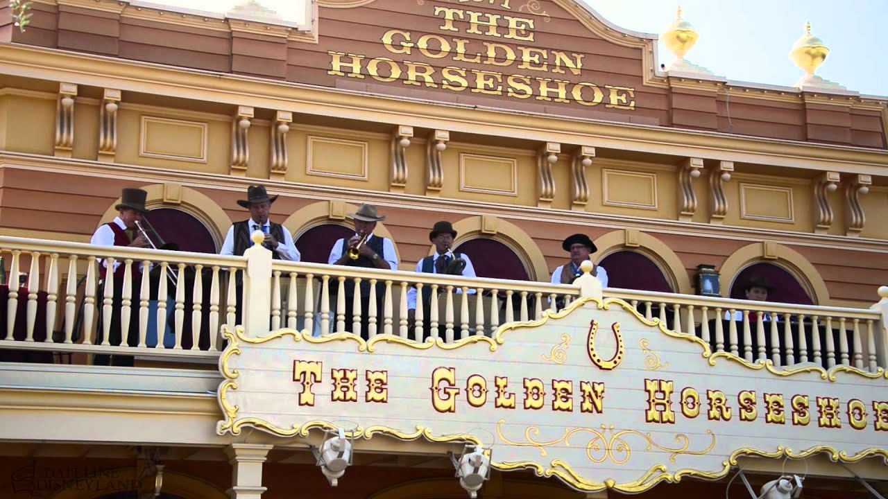 The Silver Dollar Six perform atop the Golden Horseshoe Saloon at