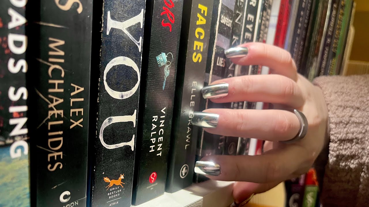 ASMR: Book Shelf Tapping Tour w/ Whispers & Camera Tap