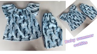 Baby Off shoulder Tops With Shorts Cutting And Stitching//Best Summer Outfits For Baby