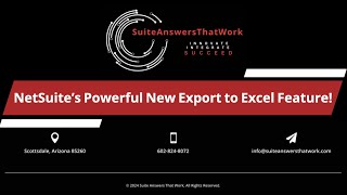 NetSuite’s Powerful New Export to Excel