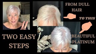 Dull Gray Hair To Beautiful Platinum ,Two Easy Steps