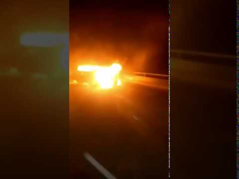 Two Vehicles Collide On Third-Mainland Bridge And Caught Fire