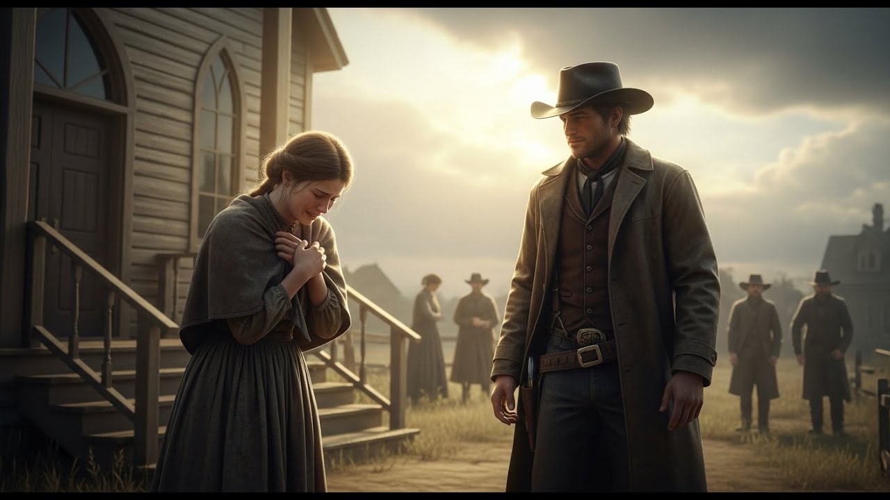 They Shamed Her Before the Church—Until a Quiet Cowboy Stepped In and Held Her Tight