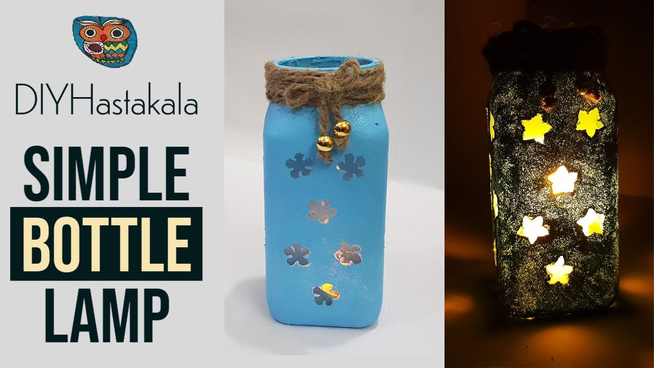 Simple bottle Lamp art for beginners/DIY bottle Art/Craft punch ideas