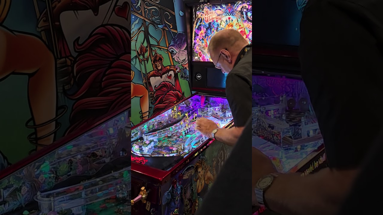 First stuck ball on Alice's Adventures in Wonderland pinball machine at Pinball Expo Chicago 2024