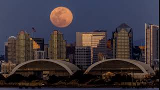 Moonrise Over San Diego and Naval Air Station North Island