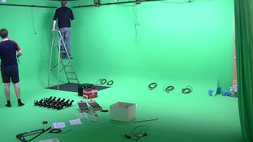 Motion Capture Optitrack 12 Camera Flex 13 Timelapse Setup in Green Screen Room