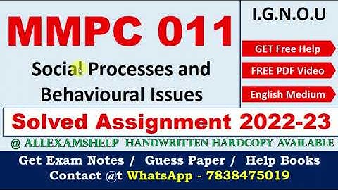 IGNOU MMPC 011 SOLVED ASSIGNMENT 2022-23 | IGNOU MA Assignment 2022-23 | Get PDF @7838475019
