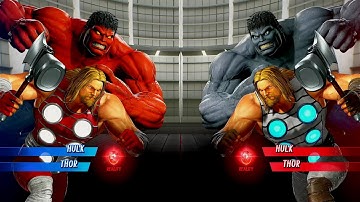 Red Hulk & Thor VS Grey Hulk & Thor (Very Hard) - Marvel VS Capcom Infinite