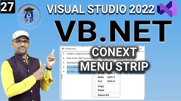 L27- VB.Net ContextMenuStrip Control | Windows Forms Application | creating a right click menu item