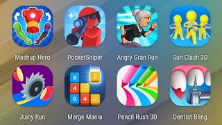 Mashup Hero,Pocket Sniper,Angry Gran Run,Gun Clash 3D,Juicy Run,Merge Mania,Pencil Rush,DentistBling screenshot 5