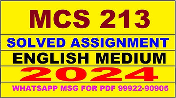 mcs 213 solved assignment 2024 | mcs 213 solved assignment in english 2023-24 | mcs 213 2024