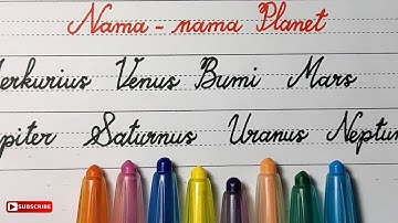 How to Write Planets Name in Indonesian, Cursive Writing Practice, A to Z, Menulis Nama-nama Planet