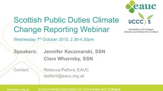 Climate Change Reporting for Scottish Tertiary Education Institutions EAUC Webinar