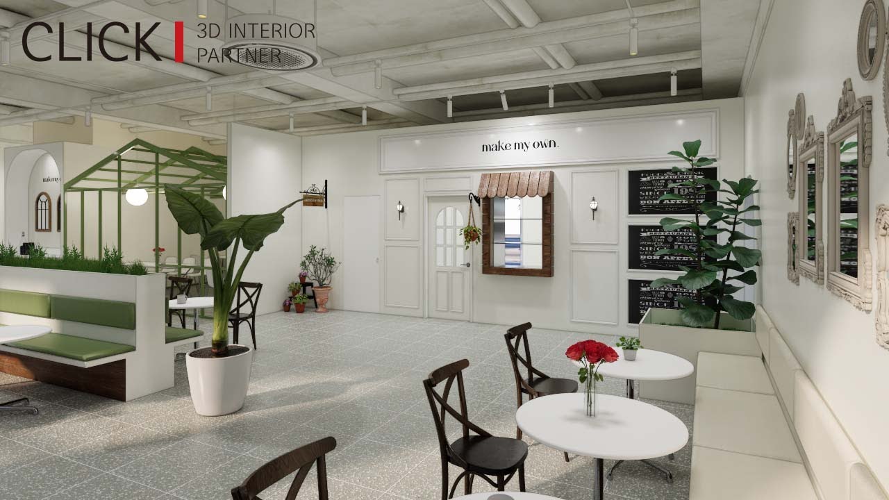 플랜테리어 카페 3d 인테리어 디자인 B-TYPE 영상 / 3d디자인 클릭 / interior 3d design ...
