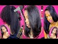 NATURAL HAIR | Curly to Straight Hair with Trim at Home w. Salon Finish | New Blow Dryer & Products!