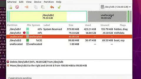 Using gparted to move a Windows 10 EFI partition to the end disk