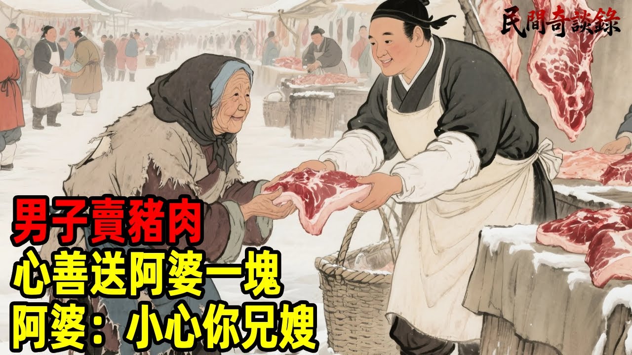男子賣豬肉，見阿婆可憐送她一塊，阿婆：小心你兄嫂！【民間奇談錄】#民間故事 #台灣傳說 #懸疑故事 #銀髮頻道 #懷舊故事 #助眠故事