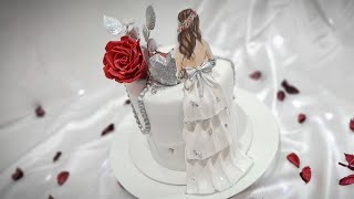 وأخيرا الفيديو المنتظركيك ديزاين العروسة‍️طريقة التغليف والتزيين من الألف الى الياء Cake design