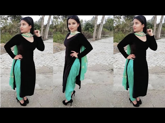Forest Green Salwar Suit With Bandhej Dupatta