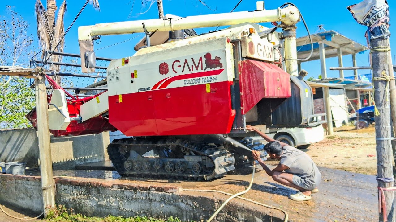 WASHING GAM Ruilong Plus Harvester Machine SPAY PUMP | Dhan kata gadi | Harvest  | Tractor video