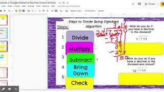 Review Lesson 2-Google Interactive Decimal Division Activity - Google Slides