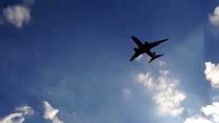 Airplane landing at Miami airport recorded from a Sams Club parking lot