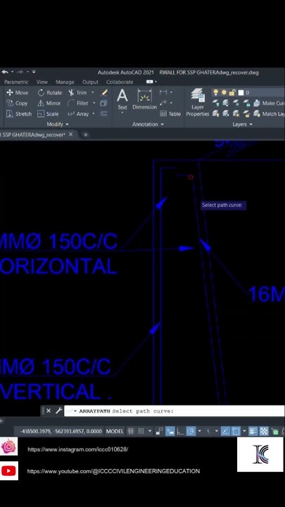 Reinforcement detailings using path array - YouTube