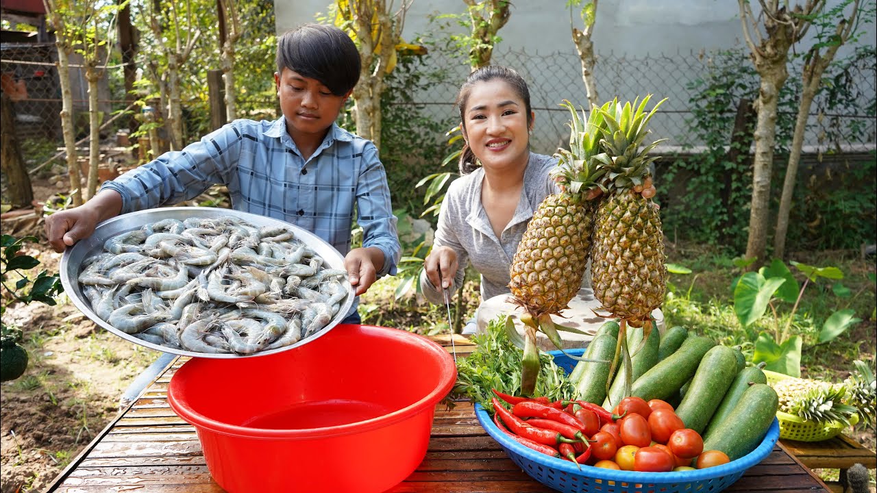 Stir-fry shrimp with garlic | Shrimp sour soup with veggies | Cook an ...