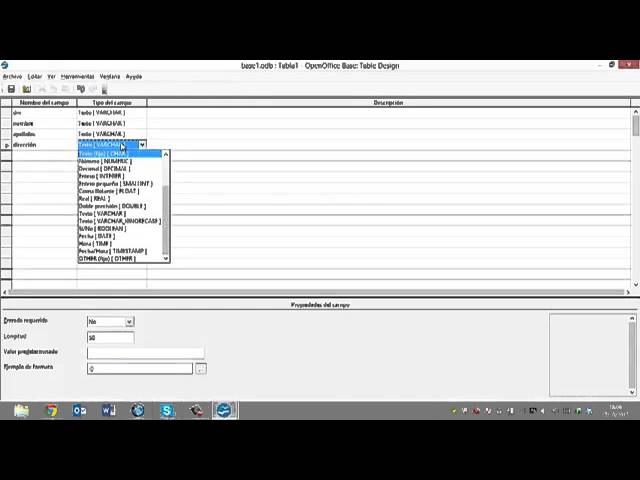 Crear una base de datos y una tabla en OpenOffice paso a paso - YouTube