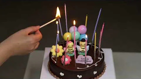 Happy Birthday Song - Birthday Cake Candles Lit and Blown Out 4K